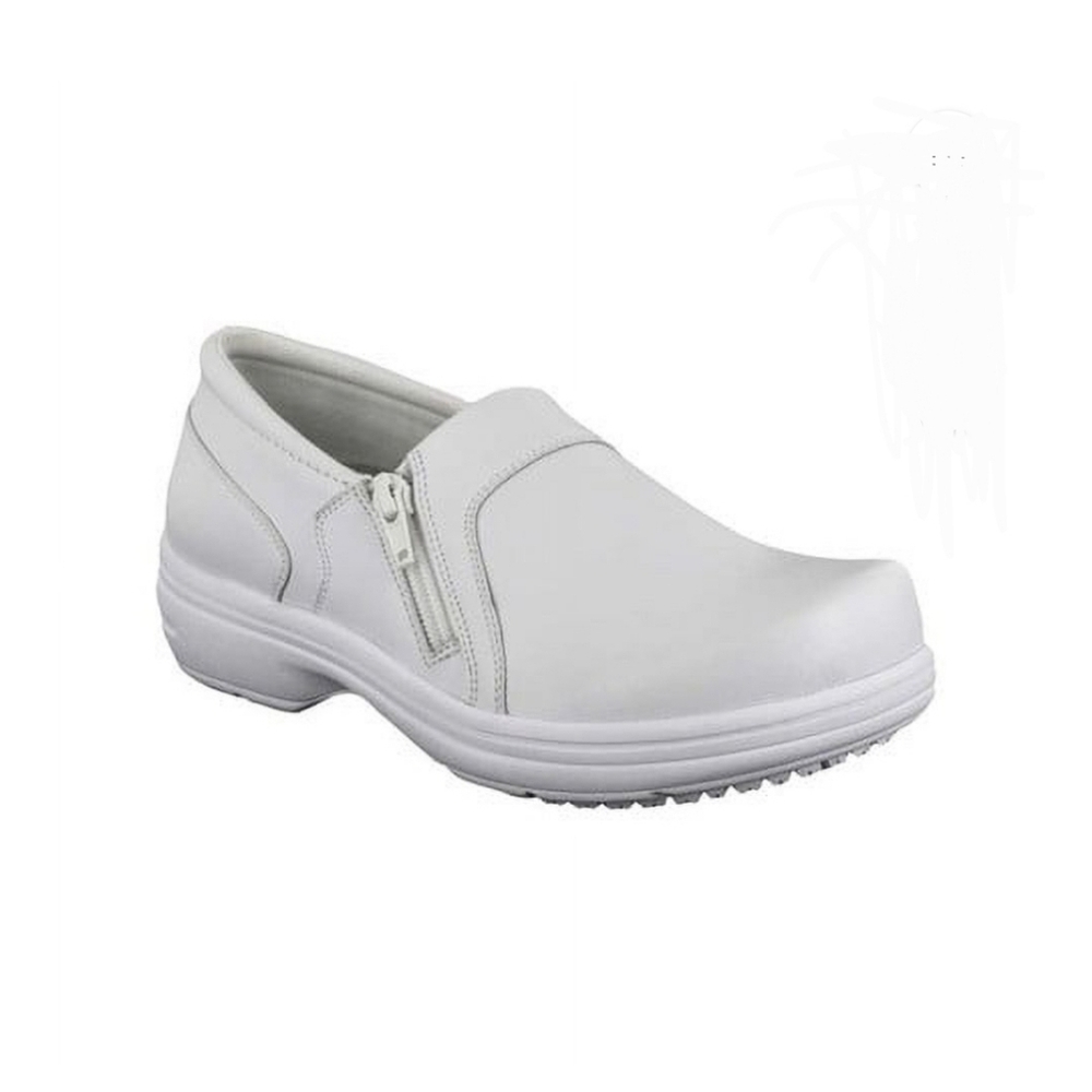 Easy Works by Easy Street White Leather Professional Work Shoe Mule Clog Sz 11